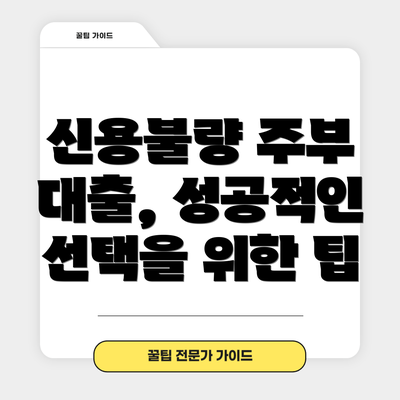 신용불량 주부 대출, 성공적인 선택을 위한 팁