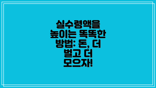 실수령액을 높이는 똑똑한 방법: 돈, 더 벌고 더 모으자!