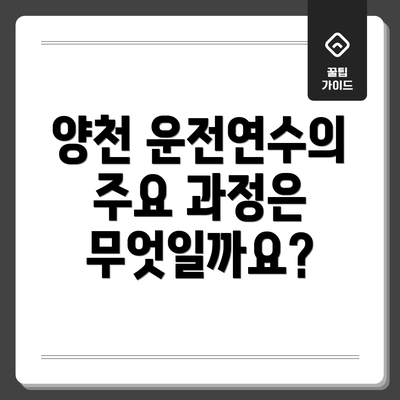양천 운전연수의 주요 과정은 무엇일까요?