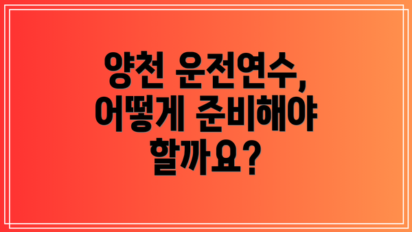 양천 운전연수, 어떻게 준비해야 할까요?