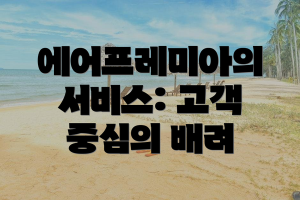 에어프레미아의 서비스: 고객 중심의 배려