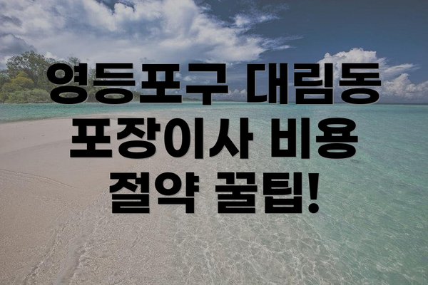 영등포구 대림동 포장이사 비용 절약 꿀팁!