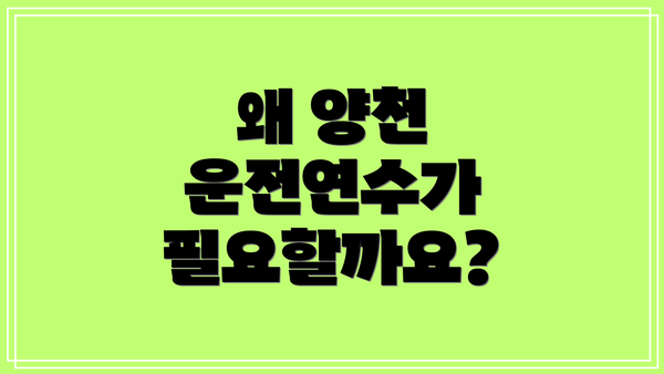왜 양천 운전연수가 필요할까요?