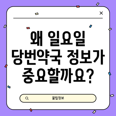 왜 일요일 당번약국 정보가 중요할까요?