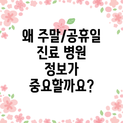 왜 주말/공휴일 진료 병원 정보가 중요할까요?