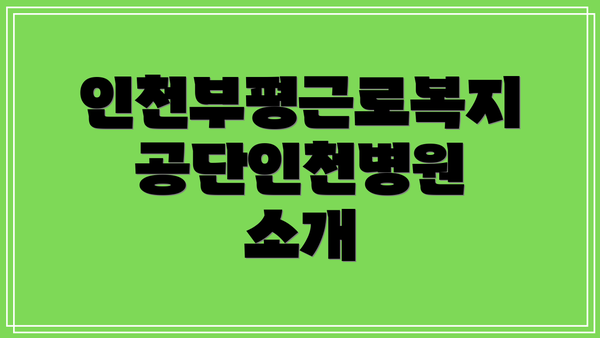 인천부평근로복지공단인천병원 소개