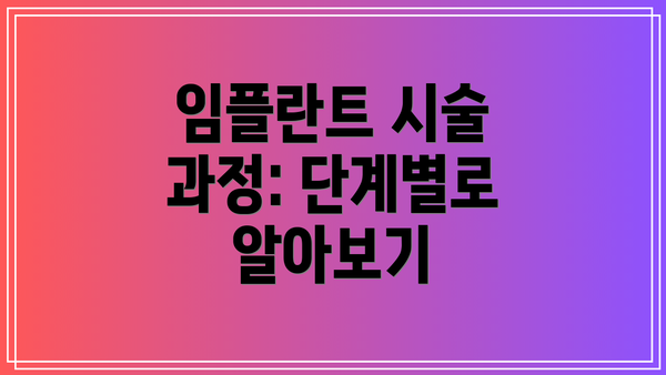 임플란트 시술 과정: 단계별로 알아보기