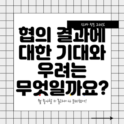 협의 결과에 대한 기대와 우려는 무엇일까요?