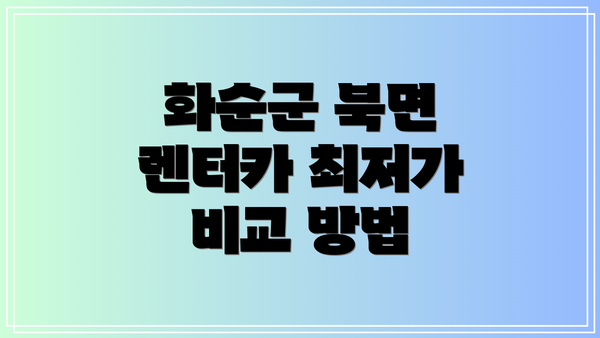 화순군 북면 렌터카 최저가 비교 방법