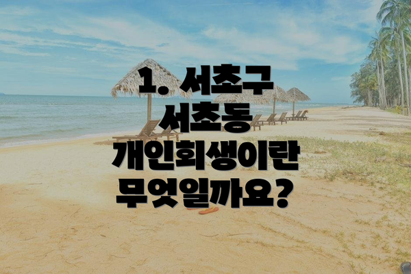 1. 서초구 서초동 개인회생이란 무엇일까요?