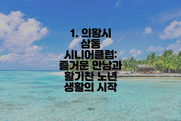 1. 의왕시 삼동 시니어클럽: 즐거운 만남과 활기찬 노년 생활의 시작