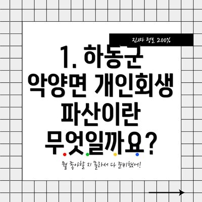 1. 하동군 악양면 개인회생 파산이란 무엇일까요?