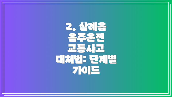 2. 삼례읍 음주운전 교통사고 대처법: 단계별 가이드