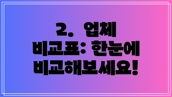 2.  업체 비교표: 한눈에 비교해보세요!