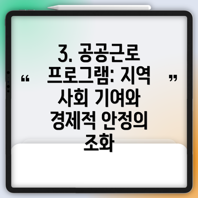 3. 공공근로 프로그램: 지역 사회 기여와 경제적 안정의 조화