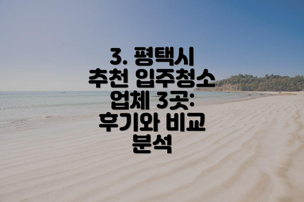 3. 평택시 추천 입주청소 업체 3곳:  후기와 비교 분석