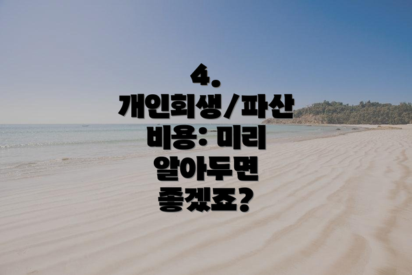 4. 개인회생/파산 비용: 미리 알아두면 좋겠죠?