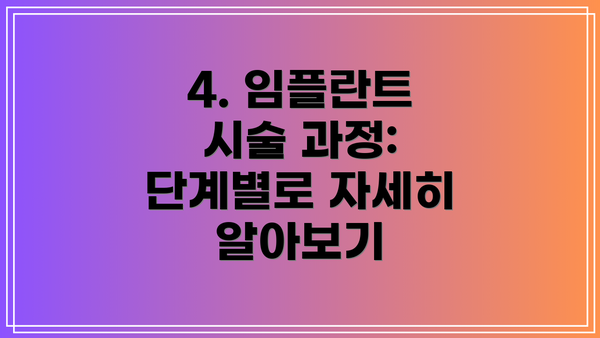 4. 임플란트 시술 과정:  단계별로 자세히 알아보기