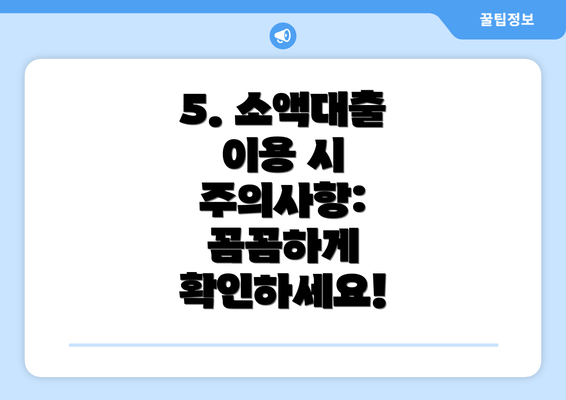 5. 소액대출 이용 시 주의사항:  꼼꼼하게 확인하세요!
