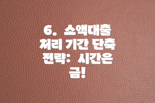 6.  소액대출 처리 기간 단축 전략:  시간은 금!