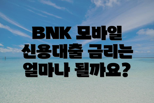 BNK 모바일 신용대출 금리는 얼마나 될까요?