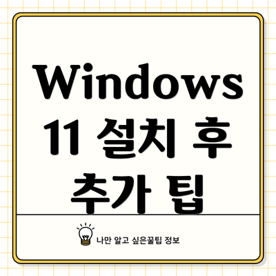 Windows 11 설치 후 추가 팁